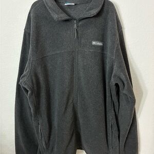 Columbia Gray Full Zip Fleece Jacket XLT Tall Outdoor Zip Up